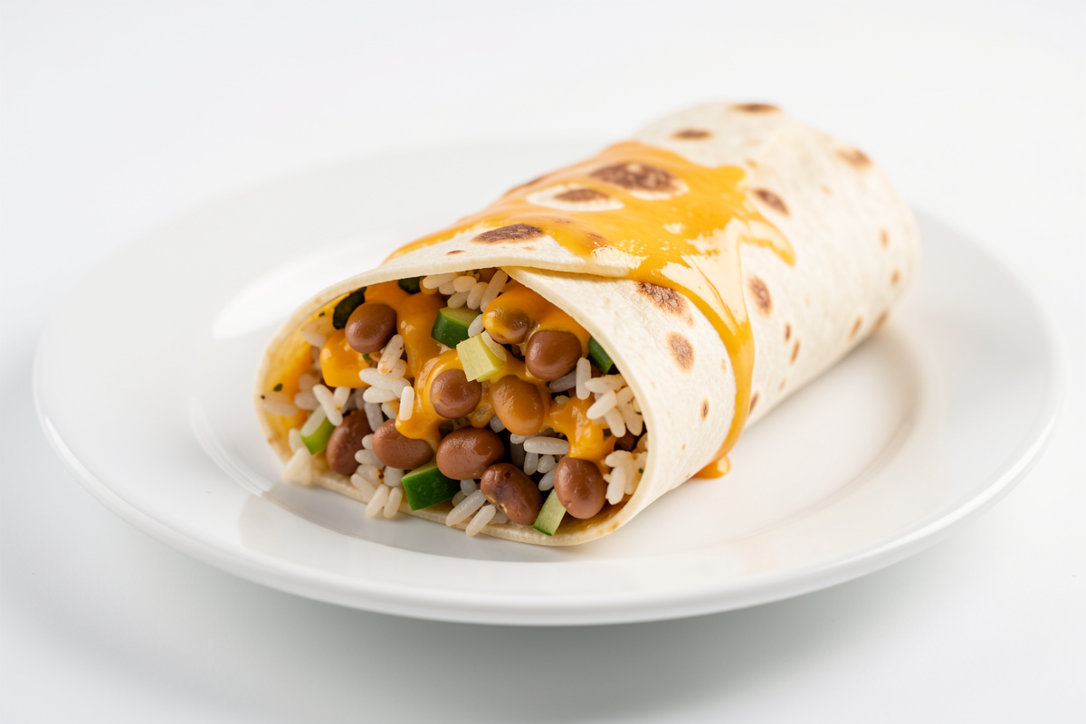 Cheesy Bean And Rice Burrito